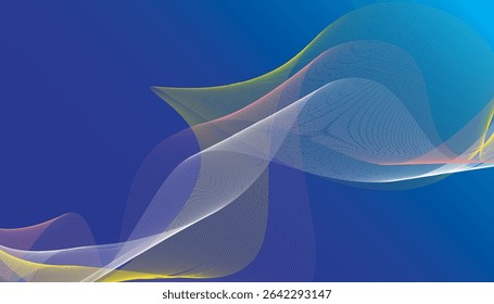 Abstract Mesh Wave on Deep Blue Gradient Background