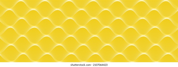 Abstract mesh wave-like design element on yellow background. Creative lines, vector illustration EPS 10.