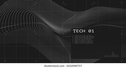 Fundo de malha abstrata wireframe com linhas e grades. Estrutura de grade futurista. Topografia digital. Estilo de tecnologia. Interface do usuário, HUD e design de dados.
