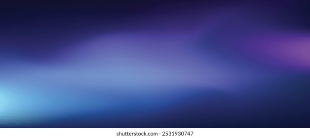 abstract mesmerizing background with a dark blue night sky gradient. A blurred midnight spectrum transitions from deep violet indigo to light blue shades, complemented by a grainy texture,