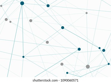 Abstract mess network design. Futuristic connected dots and lines molecular pattern. Vector background.