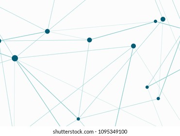 Abstract mess network design. Futuristic connected dots and lines molecular pattern. Vector background.