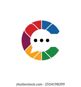 Abstract Message C Icon, Modern Business and Technology Application Logo Symbol