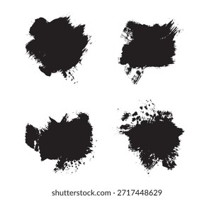 Abstrakte chaotische schwarze Pinselstriche einzeln auf weißem Set. Grafische Gestaltungselemente und Ressourcen, Vektorgrafik