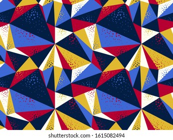 Abstract messy chaotic triangles seamless vector background, particles design pattern for wallpaper or print or textile or wrapping paper.