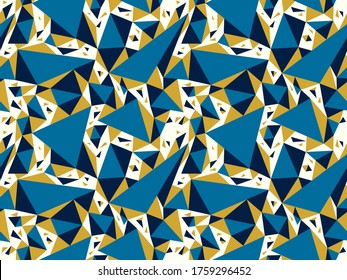 Abstract messy chaotic triangles seamless vector background, particles design pattern for wallpaper or print or textile or wrapping paper.