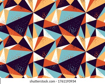 Abstract messy chaotic triangles seamless vector background, particles design pattern for wallpaper or print or textile or wrapping paper.