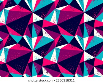 Abstract messy chaotic triangles seamless vector background, particles design pattern for wallpaper or print or textile or wrapping paper.