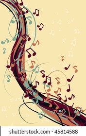 Abstract messy music note background. eps10 file.
