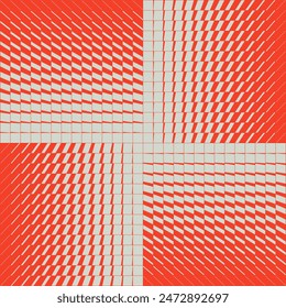 Abstract meta modern aesthetic geometrical composition with transition effect, Minimal vector gradient background with red geometric shapes, graphic halftone pattern design in brutalism style