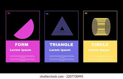 Abstract Meta Modern Aesthetics Of Swiss Vector Poster Collection Layout. Brutalist Art Inspired Design Graphic Template Set Made With Bold Typography And  Geometric Shapes.