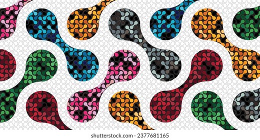 Abstract metaball in 3-size patterns on white background banner design. Vector illustration.