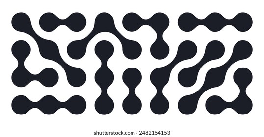 Abstract metaball backdrop. Spotted graphic design elements, connected liquid molecule figures flat vector background illustration. Metaball shapes pattern