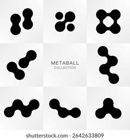 Abstract Metaball Connected Dots, Connected Round Blobs Collection