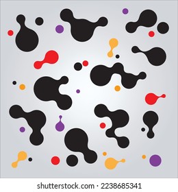 Abstract metaball pattern black yellow red purple on white background. Vector illustration. 