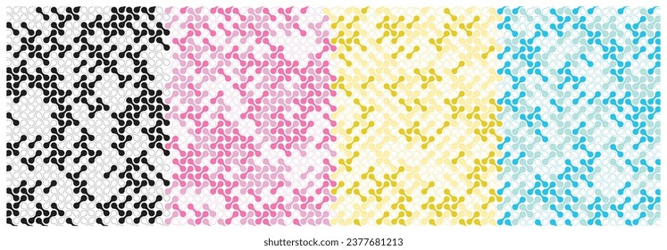 Abstract metaball patterns white background 4-color banner design. Vector illustration.