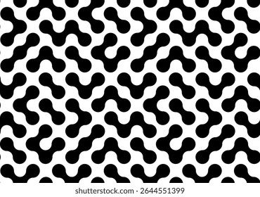 Abstract metaballs pattern of random connection black dots on transparent background. Molecular Network Symbol in Black and White for Science, Innovation, Biotech and Digital Branding