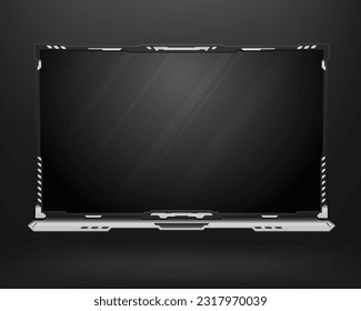 Abstract metal ans black gui screen border frame for live stream webcam overlay