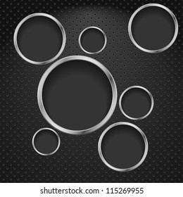 Abstract metal background with circles. Vector design template