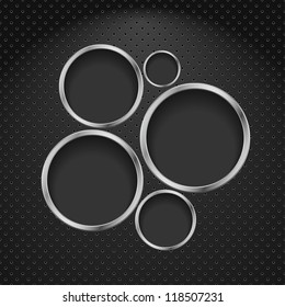 Abstract metal background with circles. Vector design template