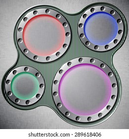Abstract metal background with circles. Vector illustration.