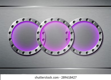 Abstract metal background with circles. Vector illustration.