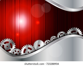 Abstract Metal Background with Gear Vector Illustration EPS10