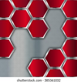 Fondo de metal abstracto. Fondo geométrico con hexágonos. Plantilla de diseño de vectores