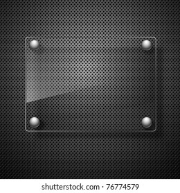 Abstract metal background with glass framework. Vector illustration.