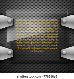 Abstract metal background with glass framework. Vector illustration.