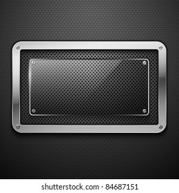 Abstract metal background with glass framework. Vector illustration.