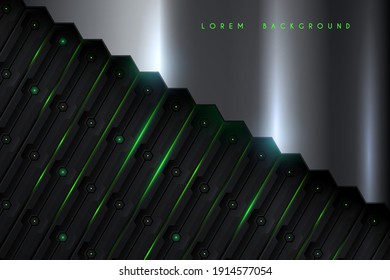 Abstract metal background with green light effect