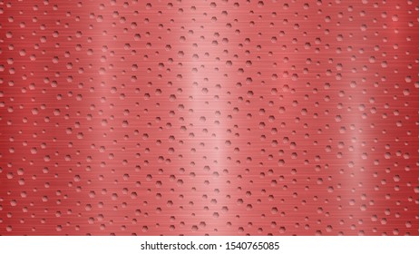 Abstract metal background with hexagonal holes in red colors