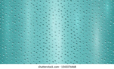Abstract metal background with hexagonal holes in light blue colors
