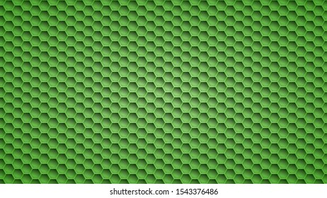 Abstract metal background with hexagonal holes in green colors
