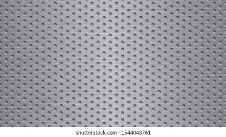 Abstract metal background with hexagonal holes in gray colors