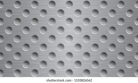 Abstract metal background with holes in gray colors
