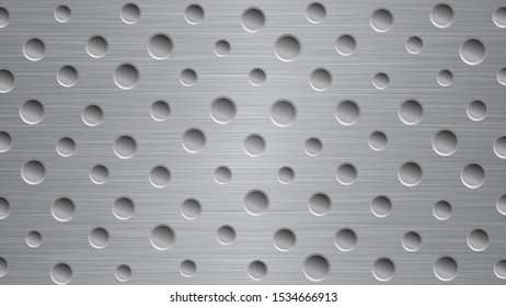 Abstract metal background with holes in gray colors