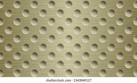 Abstract metal background with holes in light golden colors