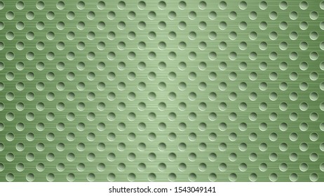 Abstract metal background with holes in light green colors