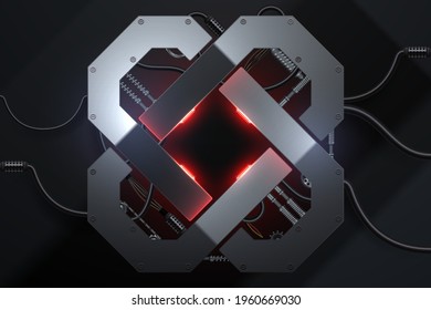 Abstract metal background with mechanical elements