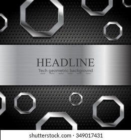 Abstract metal background with octagons. Vector illustration