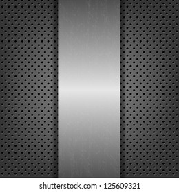 Abstract Metal Background With Metal Plate, Vector Illustration