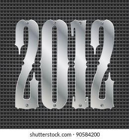 Abstract metal background with plates of 2012