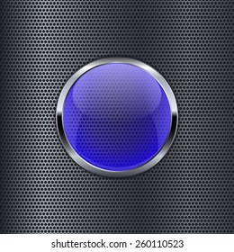 Abstract metal background with round glass framework. Vector illustration