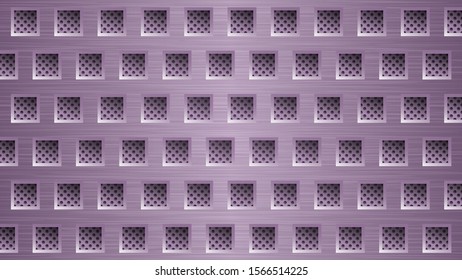 Abstract metal background with square holes in light purple colors