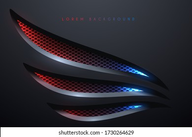 Abstract metal background with wing hole and light effect