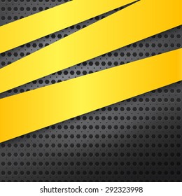 Abstract metal background with yellow lines. Vector illustration.