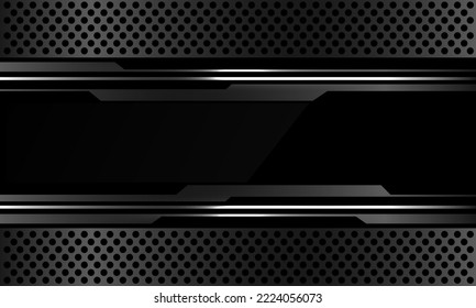 Abstract metal black cyber thin line geometric on grey circle mesh design modern futuristic background vector illustration.