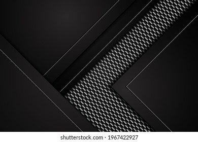 abstract metal black texture background carbon fiber contrast red stripes on aluminum sheet modern template technology design background. vector illustration